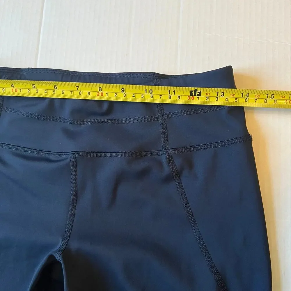 Athleta Sz M Capri Mesh Cropped Athletic Leggings Navy Blue Workout Running EUC